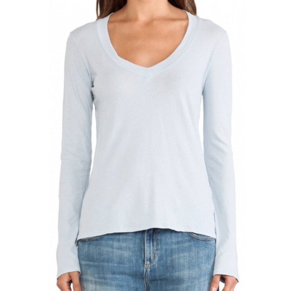 JAMES PERSE Light Blue Relaxed V-neck Top